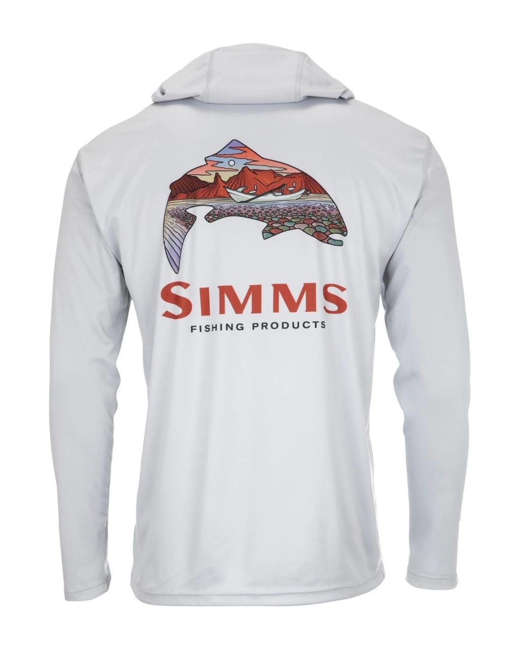 Simms M's Tech Hoody - Artist Series - Trout Logo Flame / Sterling - Large